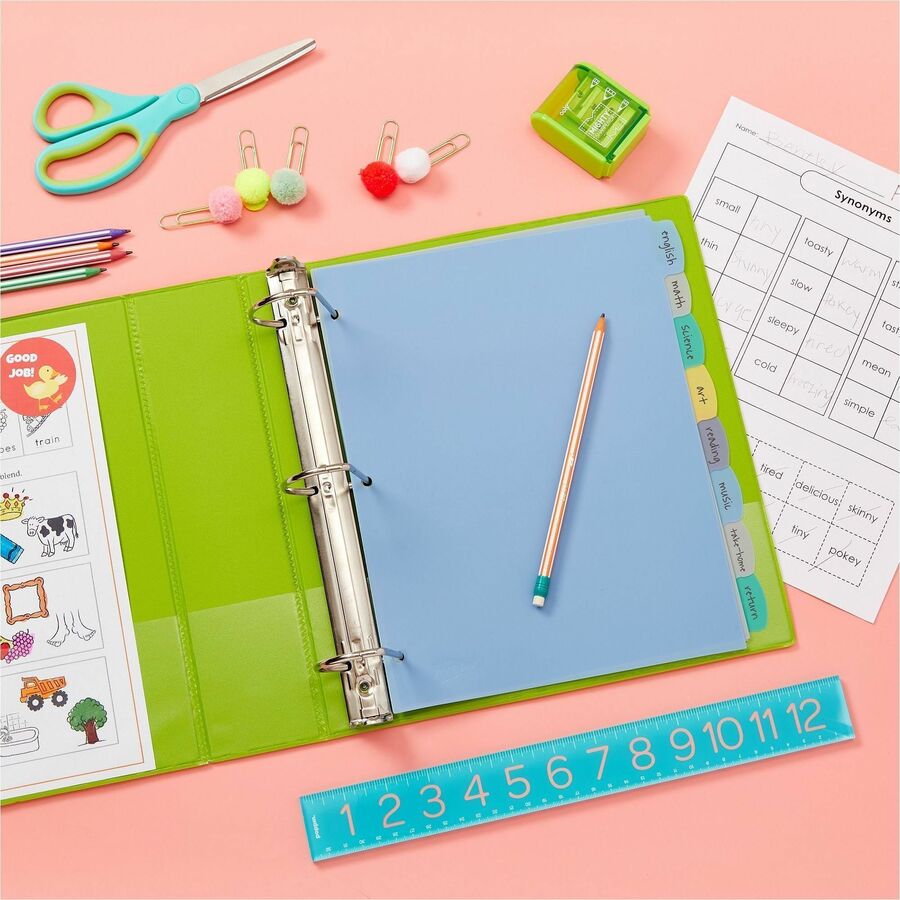 8 x Divider(s) - Write-on Tab(s) - 8 - 8 Tab(s)/Set - 8.5" Divider Width x 11" Divider Length - 3 Hole Punched - Multicolor Plastic Divider - Multicolor Plastic Tab(s) - 8 / Set