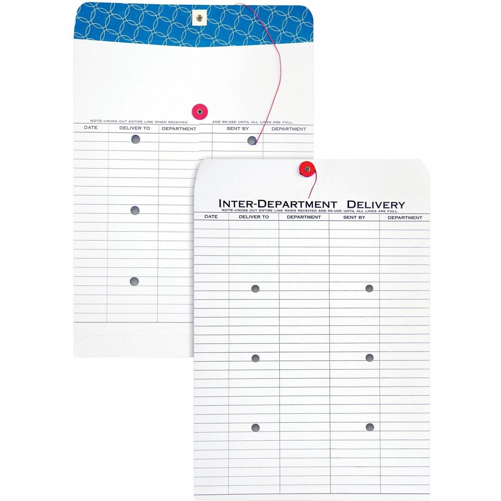 Inter-department - #13 1/2 - 10" Width x 13" Length - 28 lb - String/Button - White - 100 / Box