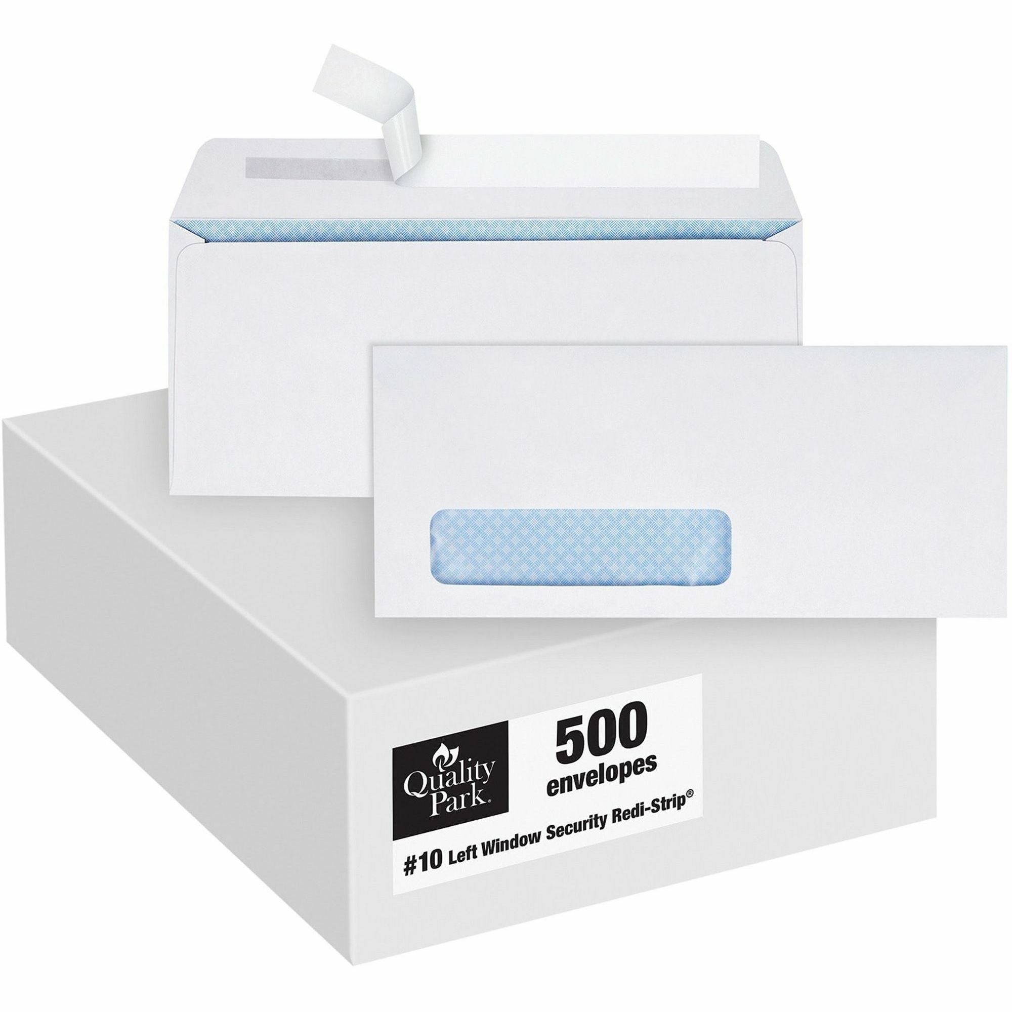 Single Window - #10 - 4 1/8" Width x 9 1/2" Length - 24 lb - Self-sealing - White - Wove - 500 / Box