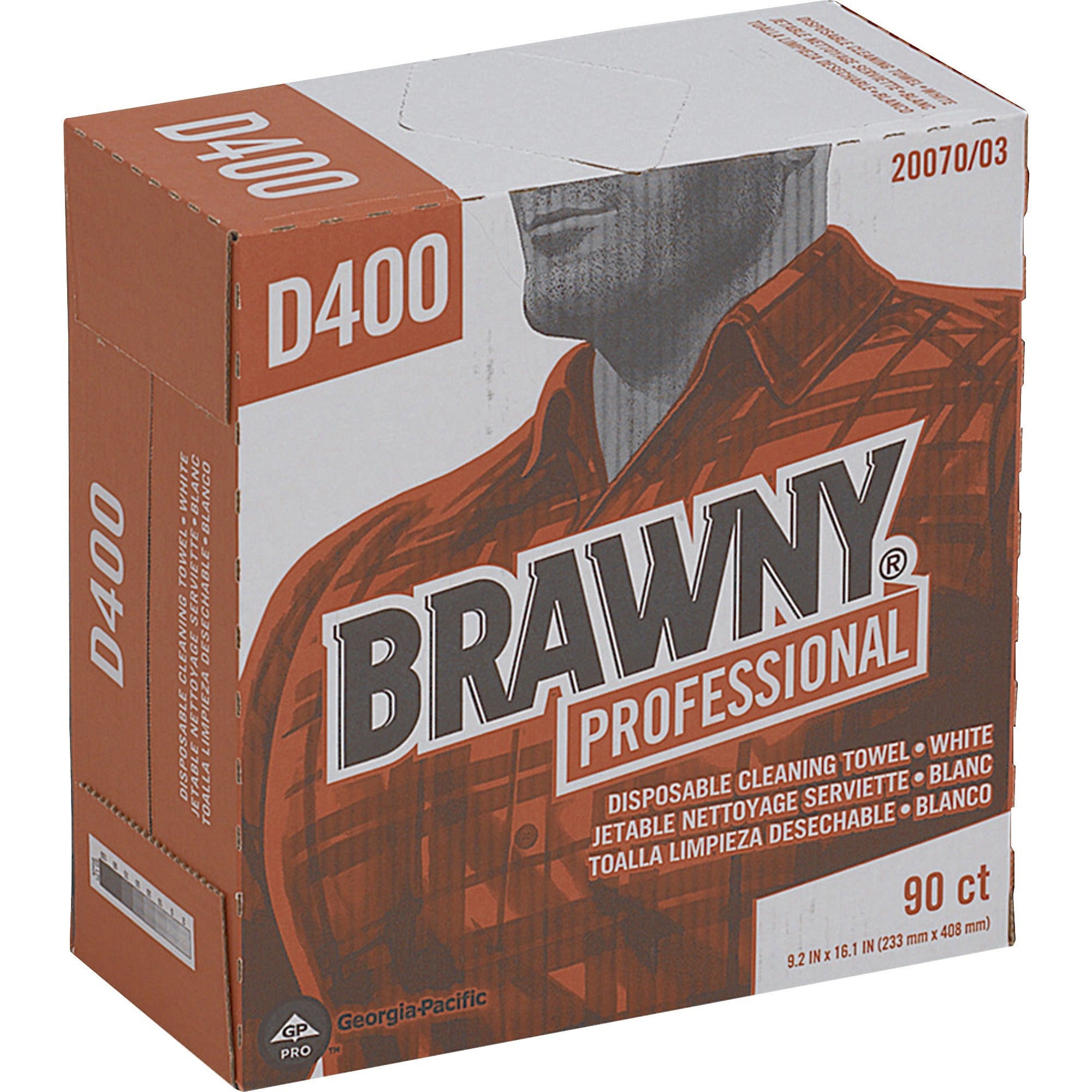 Brawny&reg; Professional D400 Disposable Cleaning Towels - 16.10" Width x 9.20" Length - White - 90 / Box