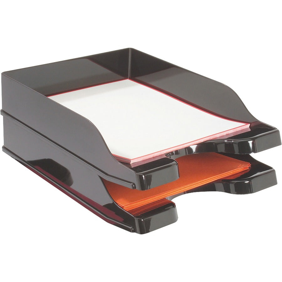 2 Tier(s) - 2.50" Height x 10" Width x 13.75" Depth - Desktop - Black - Polystyrene - 1 Set