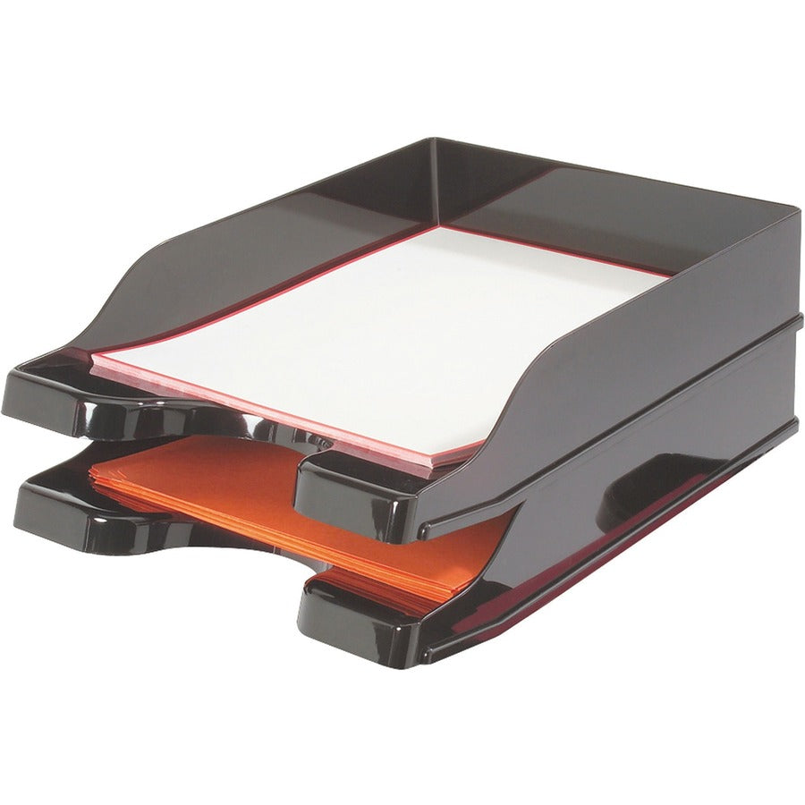 2 Tier(s) - 2.50" Height x 10" Width x 13.75" Depth - Desktop - Black - Polystyrene - 1 Set