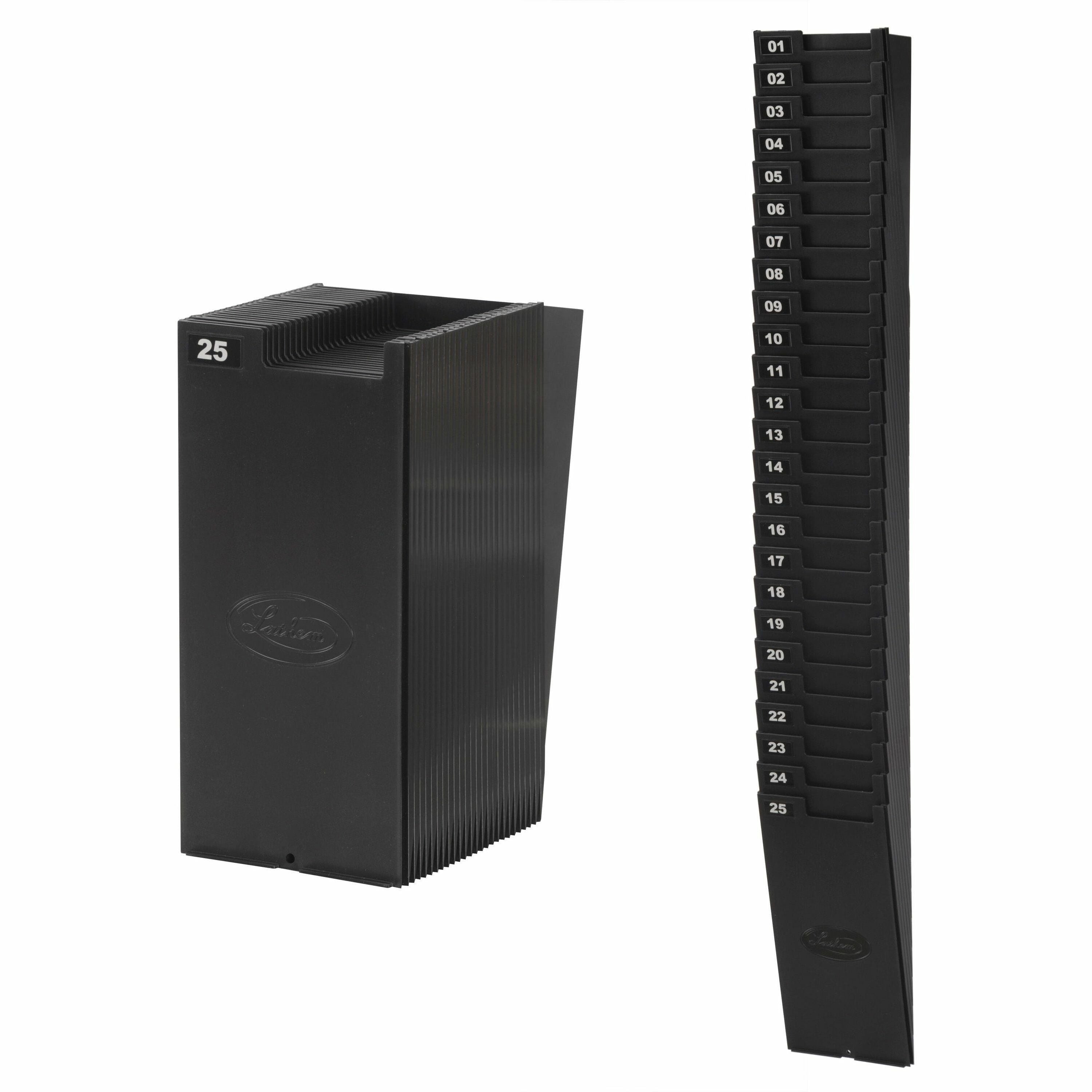 Lathem 25-Pocket Expandable Time Card Rack - 25 Pocket(s) - 33.50" Height x 4.50" Width x 2.25" Depth - Black - Plastic - 1 Each