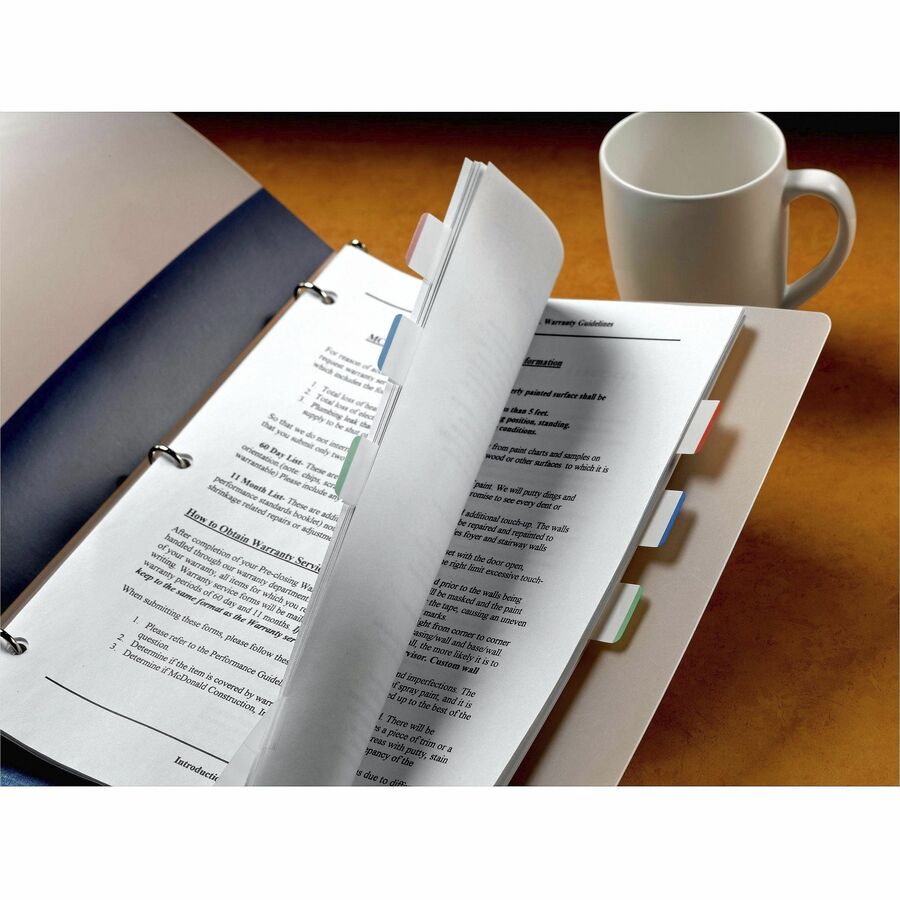 Post-it&reg; Durable Tabs - 1.50" Tab Height x 1" Tab Width - Green, Red, Blue Tab(s) - Repositionable - 1 Pack