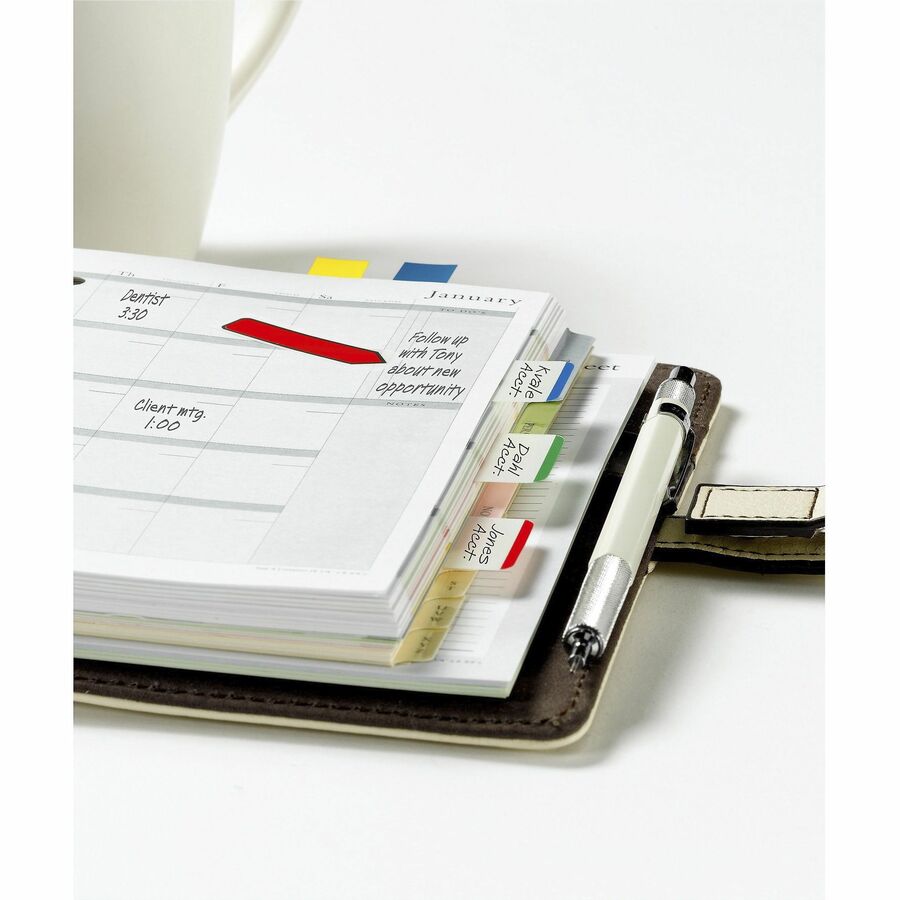 Post-it&reg; Durable Tabs - 1.50" Tab Height x 1" Tab Width - Green, Red, Blue Tab(s) - Repositionable - 1 Pack