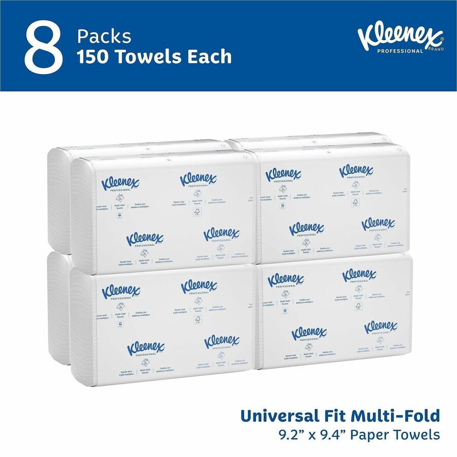 1 Ply - 9.20" Width x 9.40" Length - White - 150/Pack - 8 / Carton