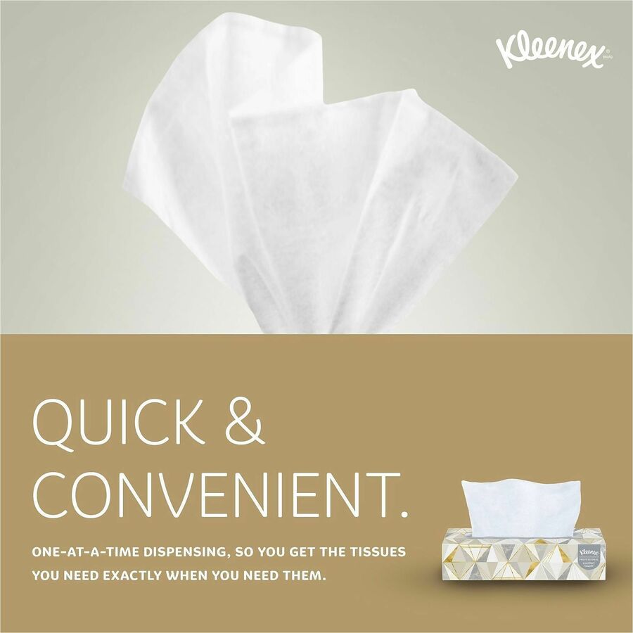 Kleenex Professional Facial Tissue for Business - Flat Box - 2 Ply - 8.30" Width x 7.80" Length - White - 125/Box - 12 / Carton