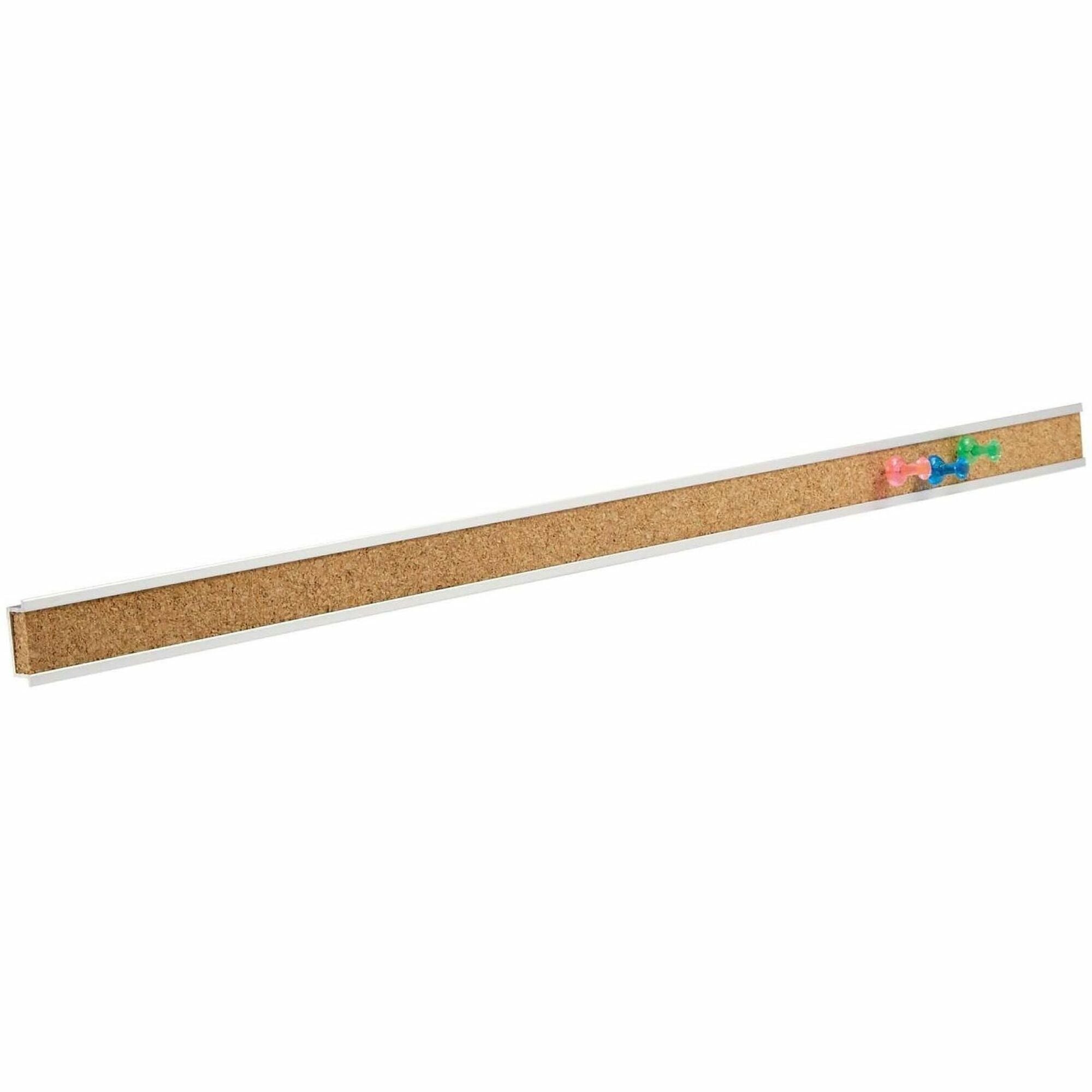Quartet Mounting Bar, Silver/Brown, Aluminum & Cork, 18" Length, 1 Each with Push Pins, Magnetic Strips, Double-Sided Tape Included