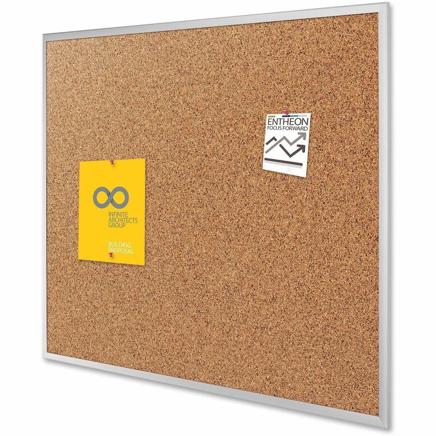 Quartet Classic Series Bulletin Board - 24" Board Height x 36" Board Width - Brown Natural Cork Surface - Heavy-gauge, Self-healing, Heavy Duty - Silver Aluminum Frame - 1 Each
