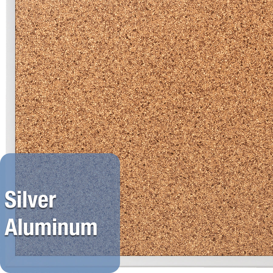 Quartet Classic Series Bulletin Board - 36" Board Height x 60" Board Width - Brown Natural Cork Surface - Heavy-gauge, Self-healing, Heavy Duty - Silver Aluminum Frame - 1 Each