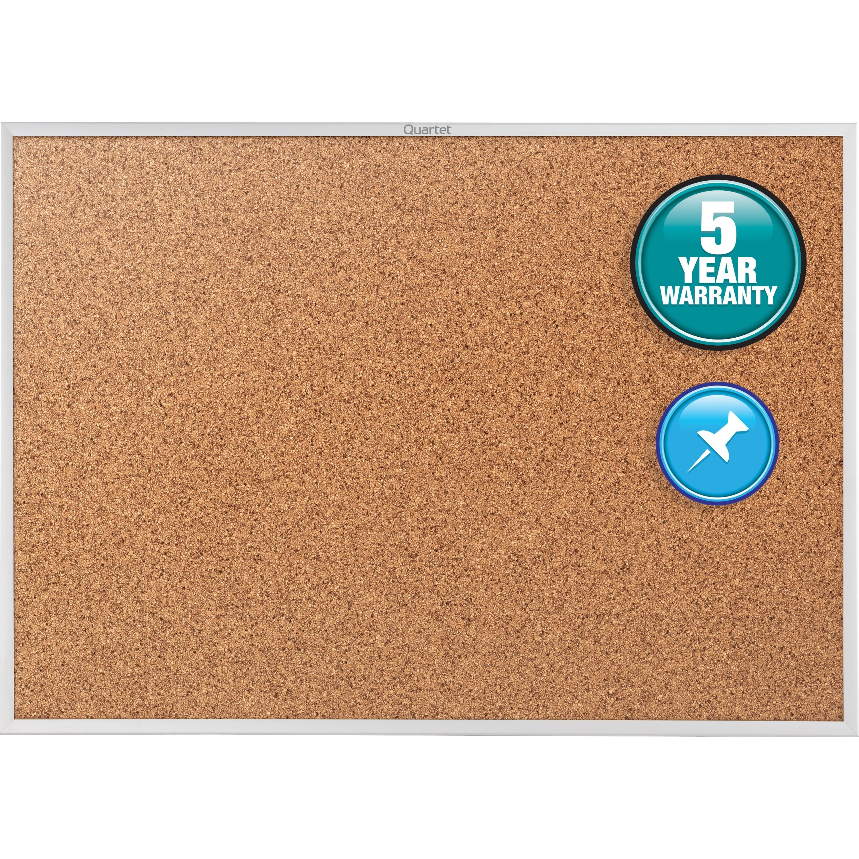 Quartet Classic Series Bulletin Board - 48" Board Height x 72" Board Width - Brown Natural Cork Surface - Heavy-gauge, Self-healing, Heavy Duty - Silver Aluminum Frame - 1 Each