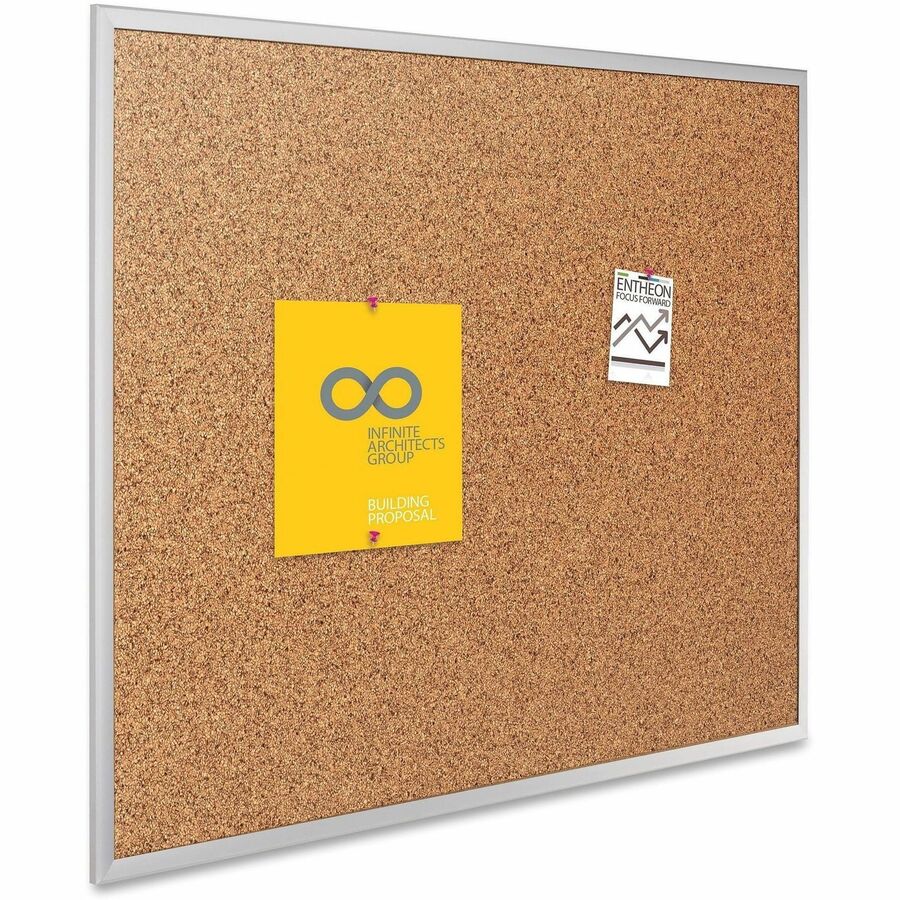 Quartet Classic Series Bulletin Board - 48" Board Height x 96" Board Width - Brown Natural Cork Surface - Heavy-gauge, Self-healing, Heavy Duty - Silver Aluminum Frame - 1 Each