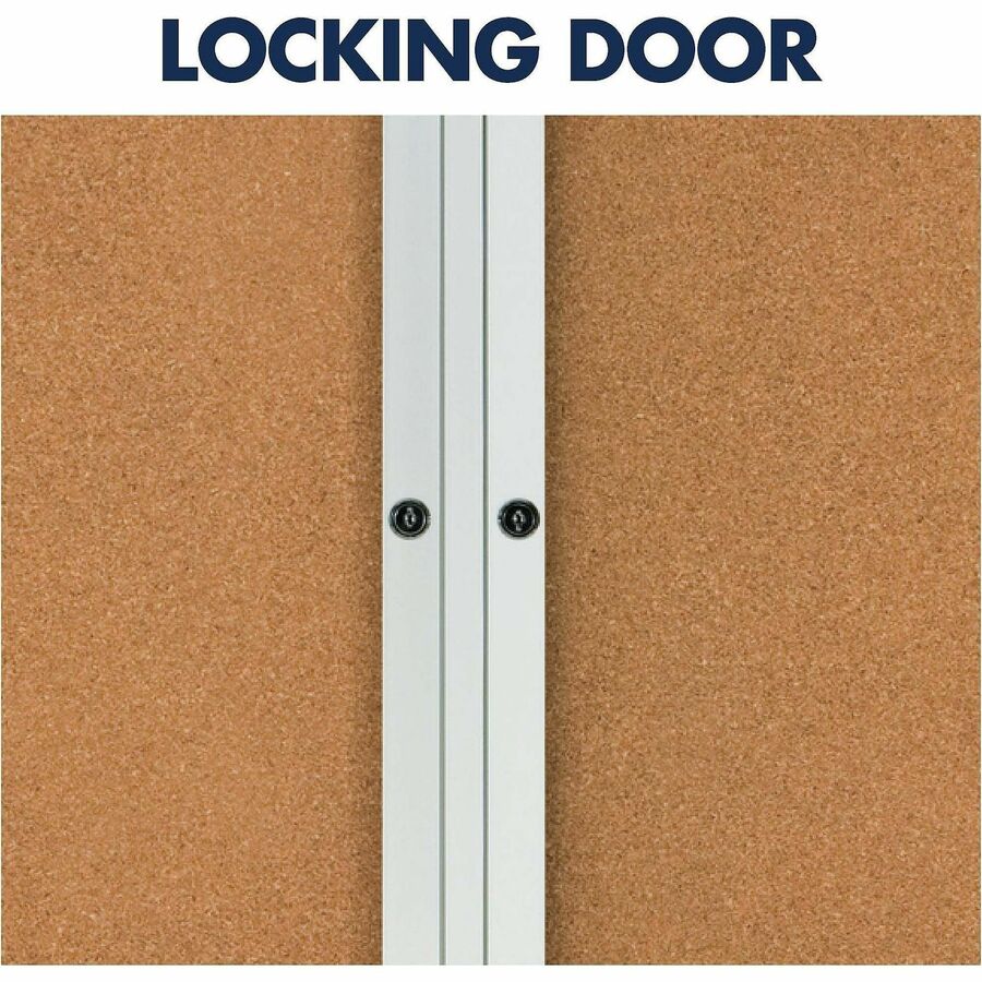 Quartet Enclosed Bulletin Board for Indoor Use - 36" Board Height x 24" Board Width - Brown Natural Cork Surface - Hinged, Self-healing, Shatter Proof, Lock, Durable - Silver Aluminum Frame - 1 Each