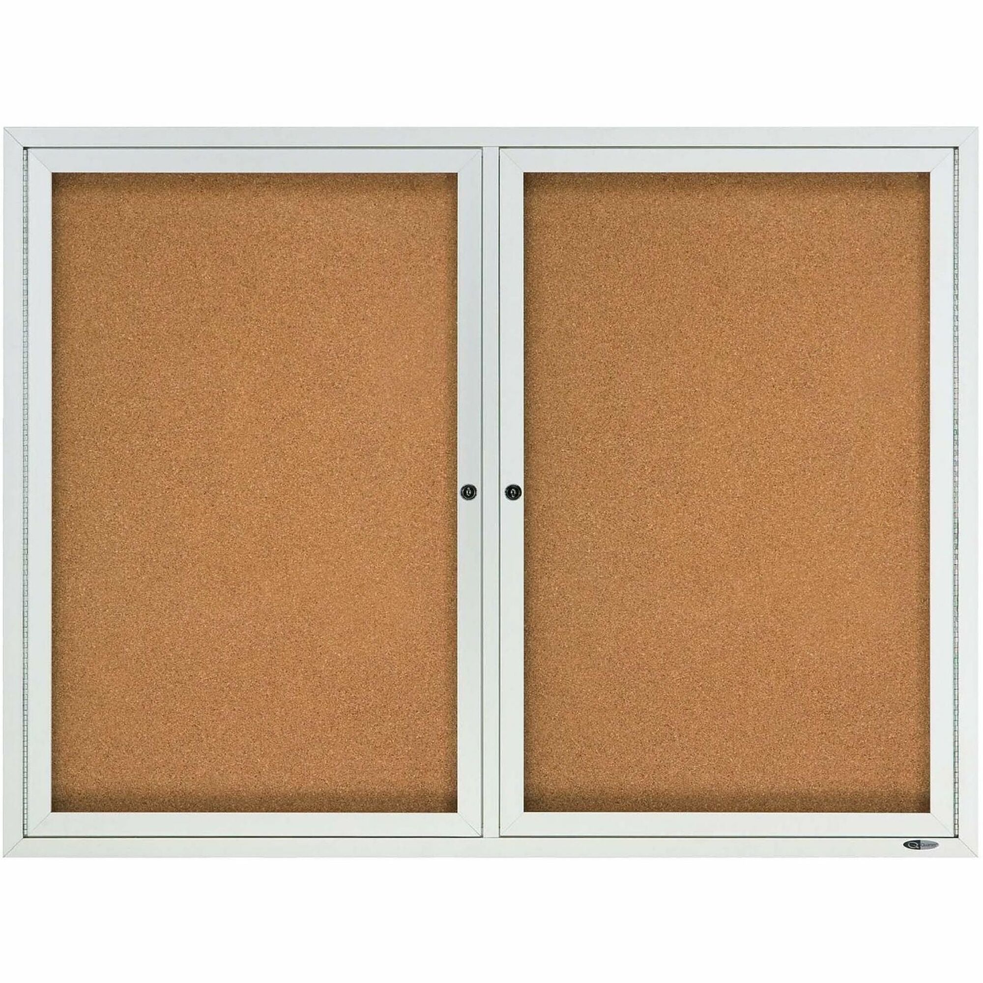Quartet Enclosed Bulletin Board for Indoor Use - 36" Board Height x 48" Board Width - Brown Natural Cork Surface - Hinged, Self-healing, Shatter Proof, Rounded Corner, Durable - Silver Aluminum Frame - 1 Each
