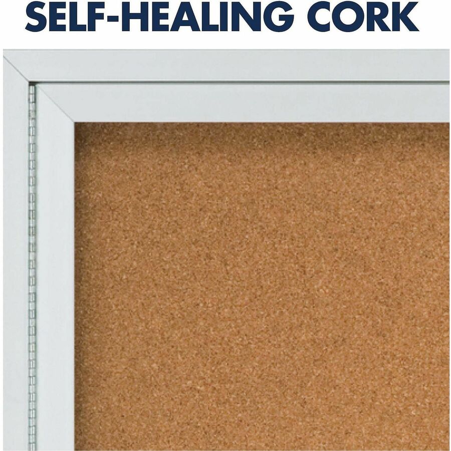 Quartet Enclosed Bulletin Board for Indoor Use - 36" Board Height x 48" Board Width - Brown Natural Cork Surface - Hinged, Self-healing, Shatter Proof, Rounded Corner, Durable - Silver Aluminum Frame - 1 Each