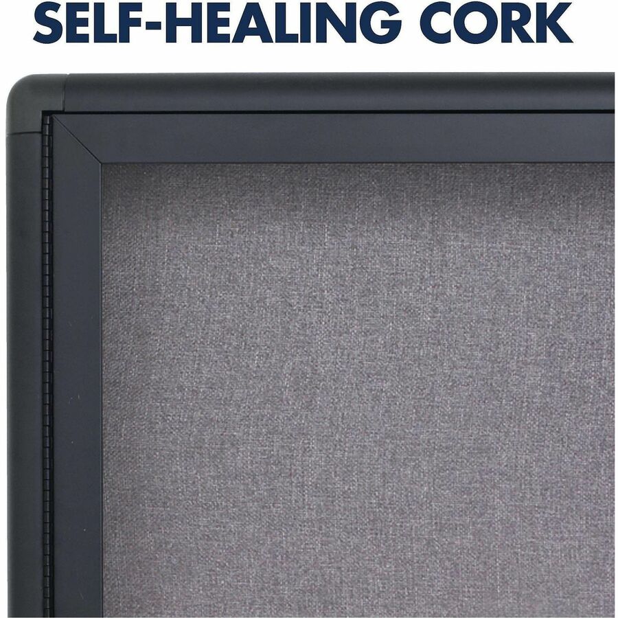 Quartet Enclosed Bulletin Board - 36" Board Height x 48" Board Width - Gray Fabric Surface - Hinged, Durable, Shatter Proof, Self-healing - Graphite Frame - 1 Each
