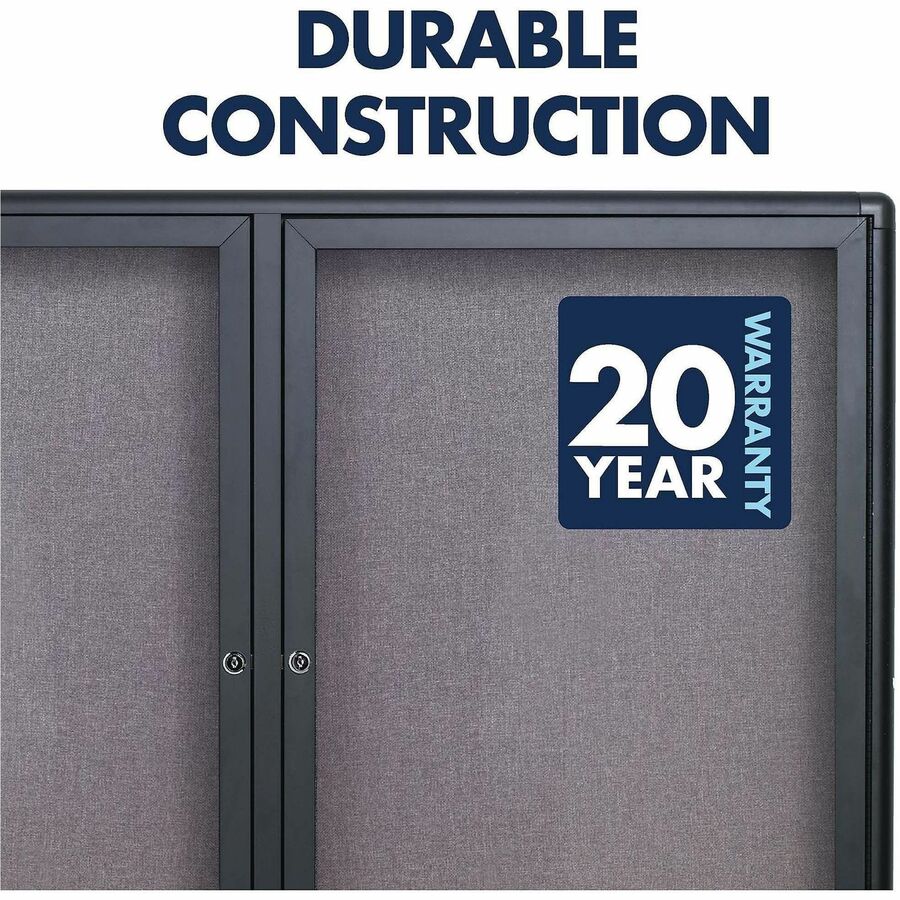 Quartet Enclosed Bulletin Board - 36" Board Height x 48" Board Width - Gray Fabric Surface - Hinged, Durable, Shatter Proof, Self-healing - Graphite Frame - 1 Each
