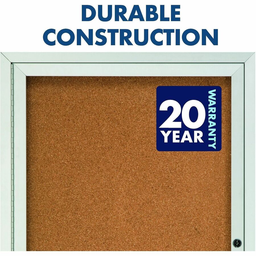 Quartet Enclosed Bulletin Board for Indoor Use - 36" Board Height x 72" Board Width - Natural Cork Surface - Hinged, Self-healing, Shatter Proof - Aluminum Frame - 1 Each