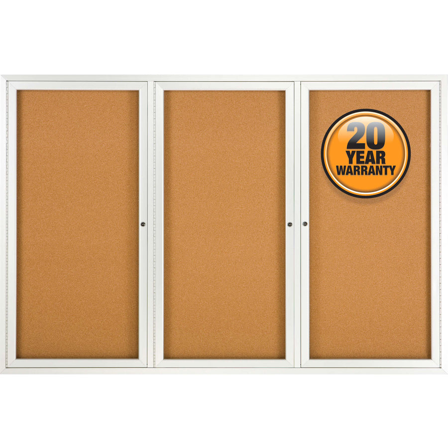 Quartet Enclosed Bulletin Board for Indoor Use - 48" Board Height x 72" Board Width - Brown Natural Cork Surface - Hinged, Self-healing, Shatter Proof, Rounded Corner, Durable - Silver Aluminum Frame - 1 Each