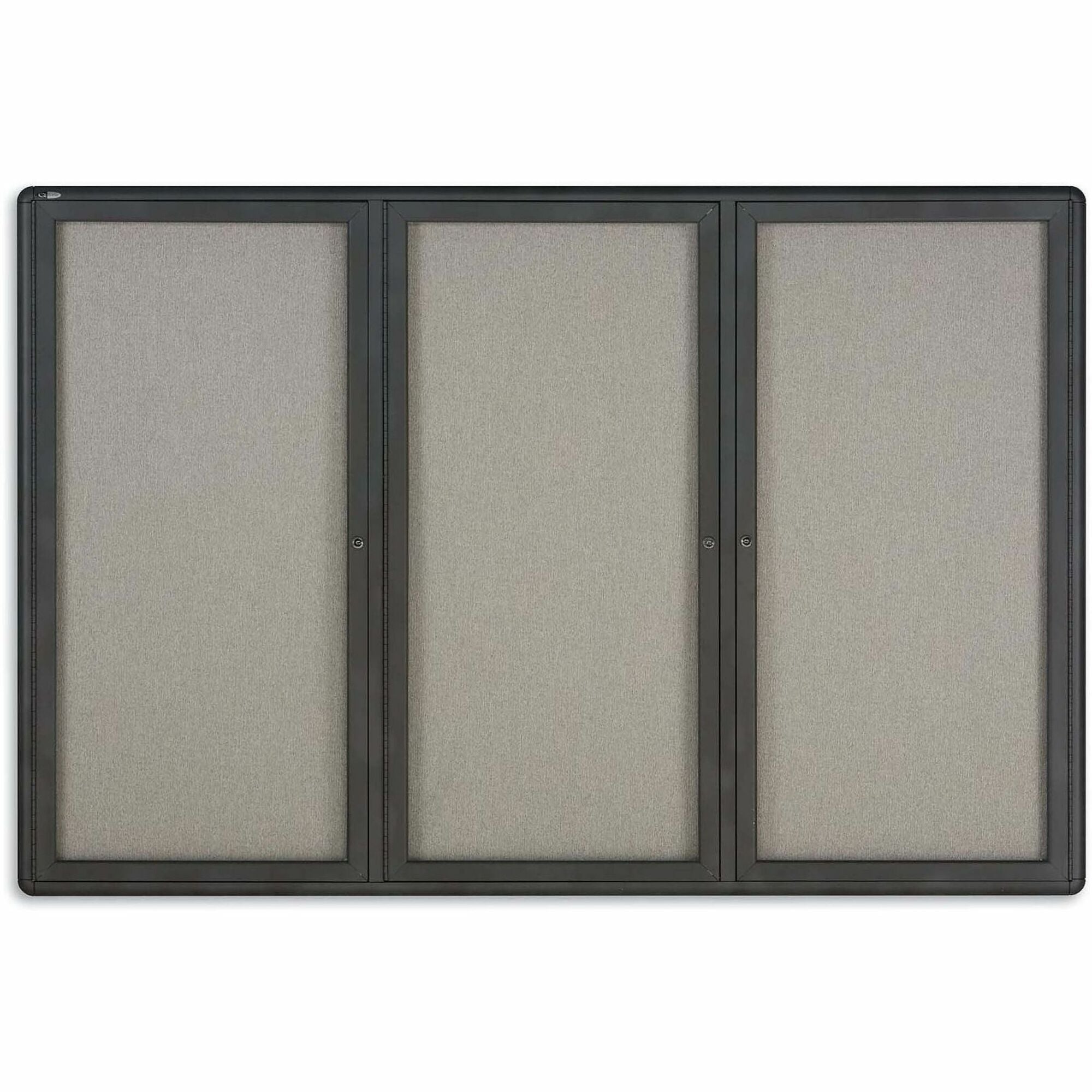 Quartet Enclosed Bulletin Board - 48" Board Height x 72" Board Width - Gray Fabric Surface - Hinged, Durable, Shatter Proof, Self-healing - Graphite Frame - 1 Each
