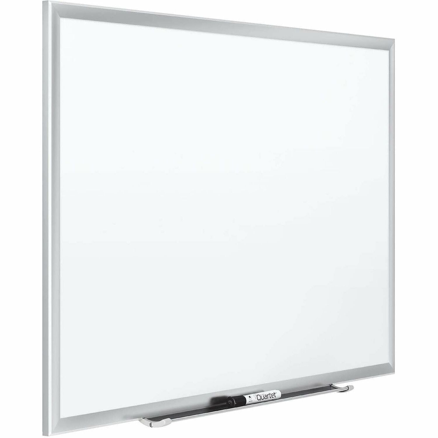 Quartet Classic Premium Porcelain Magnetic Board, 36" x 24", White Surface, Silver Aluminum Frame, Rectangle, Horizontal/Vertical Mount, Includes Marker Tray and Dry Erase Marker, 1 Each