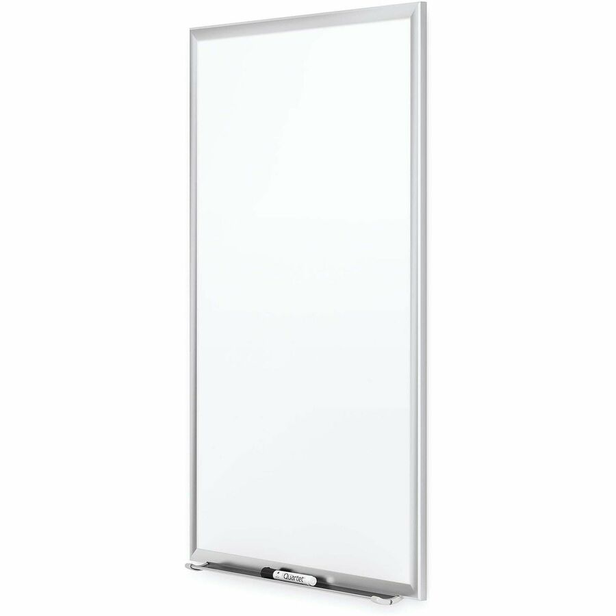 Quartet Classic Premium Porcelain Magnetic Board, 36" x 24", White Surface, Silver Aluminum Frame, Rectangle, Horizontal/Vertical Mount, Includes Marker Tray and Dry Erase Marker, 1 Each