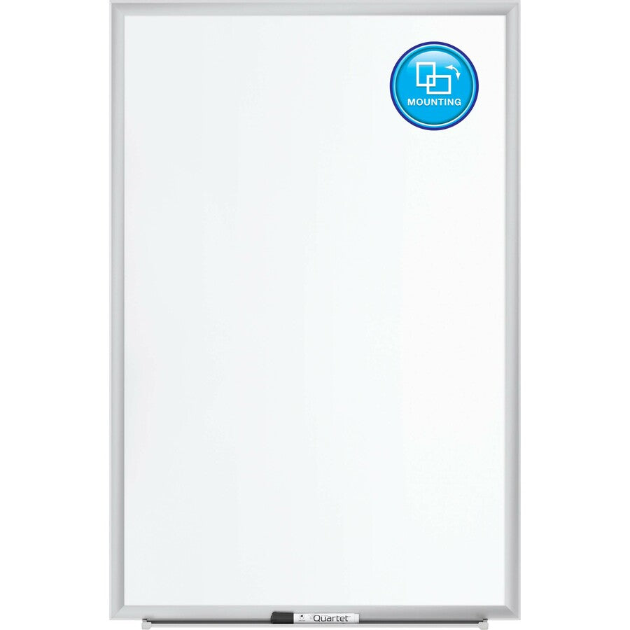 Quartet Classic Premium Porcelain Magnetic Board, 72" x 48", White Surface, Silver Aluminum Frame, Rectangle, Horizontal/Vertical Orientation, Magnetic, 1 Each