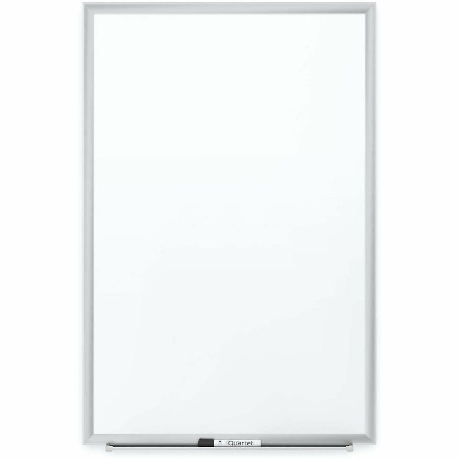 Quartet Classic Premium Porcelain Magnetic Board, 72" x 48", White Surface, Silver Aluminum Frame, Rectangle, Horizontal/Vertical Orientation, Magnetic, 1 Each