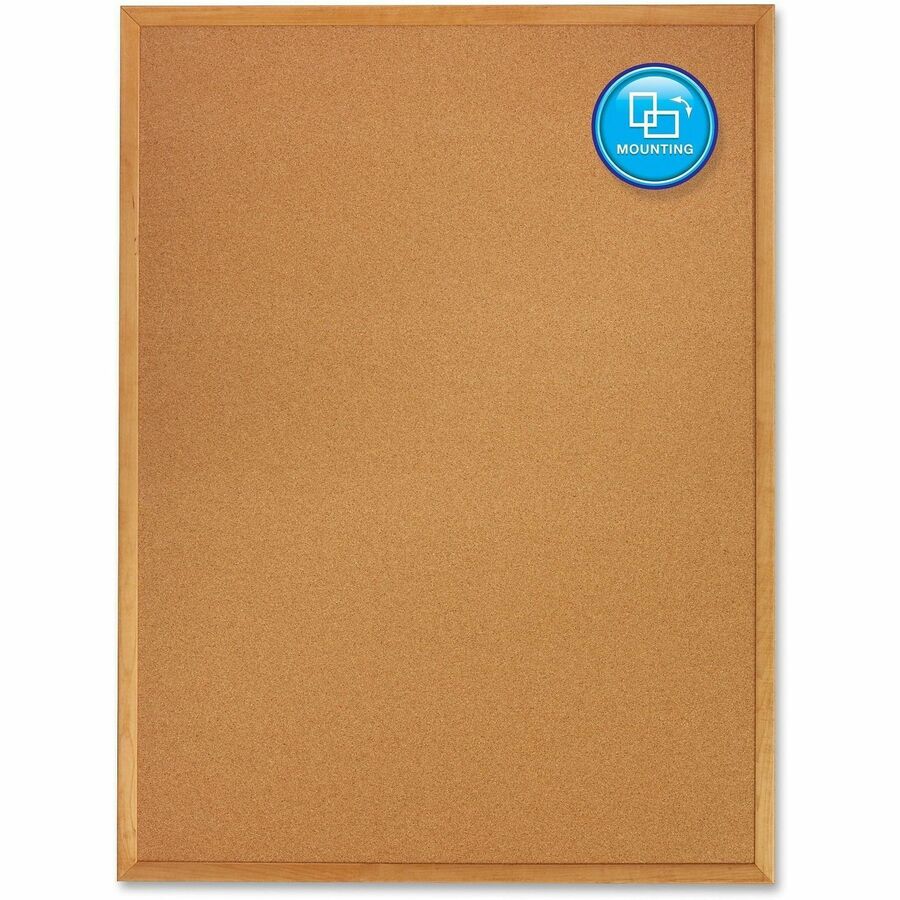 Quartet Classic Series Cork Bulletin Board - 24" Board Height x 36" Board Width - Brown Natural Cork Surface - Self-healing, Flexible, Durable - Oak Frame - 1 Each