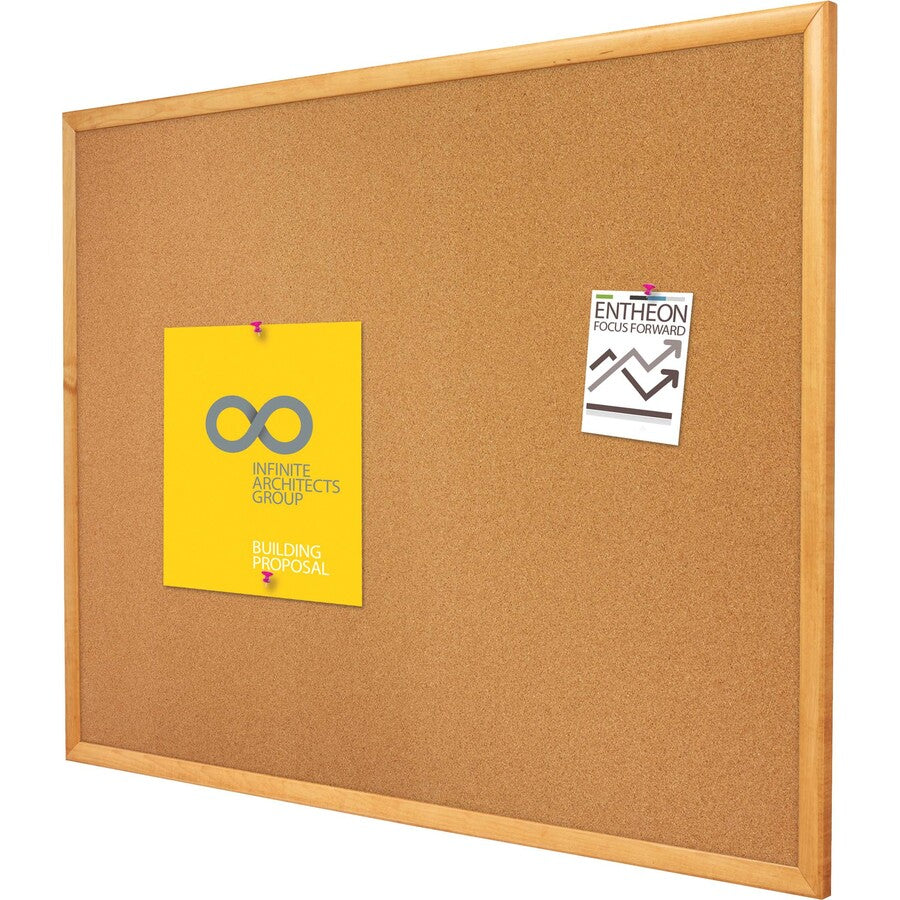 Quartet Classic Series Cork Bulletin Board - 36" Board Height x 60" Board Width - Brown Natural Cork Surface - Self-healing, Flexible, Durable - Oak Frame - 1 Each