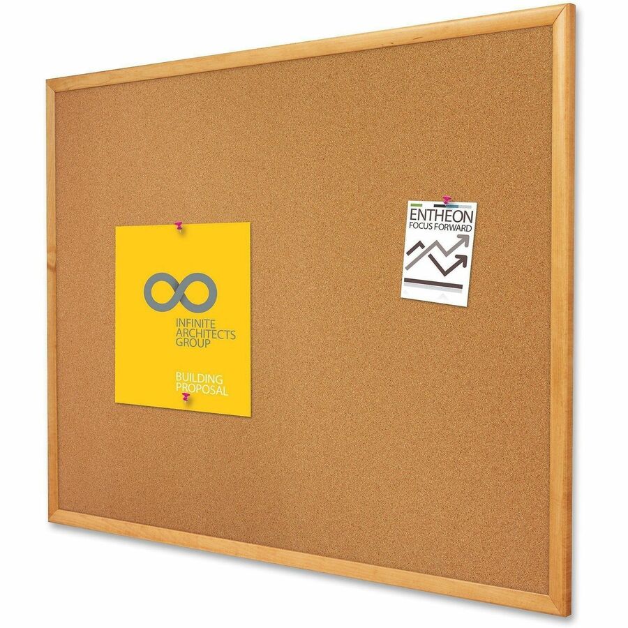 Quartet Classic Series Cork Bulletin Board - 48" Board Height x 96" Board Width - Brown Natural Cork Surface - Self-healing, Flexible, Durable - Oak Frame - 1 Each