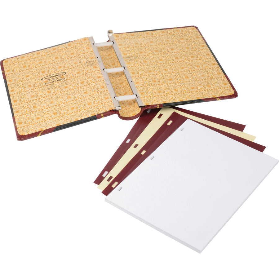 Wilson Jones Minute Book - 500 Sheet(s) - Letter - 8.50" x 11" Sheet Size - Black, Red, Gold Cover - 1 Each