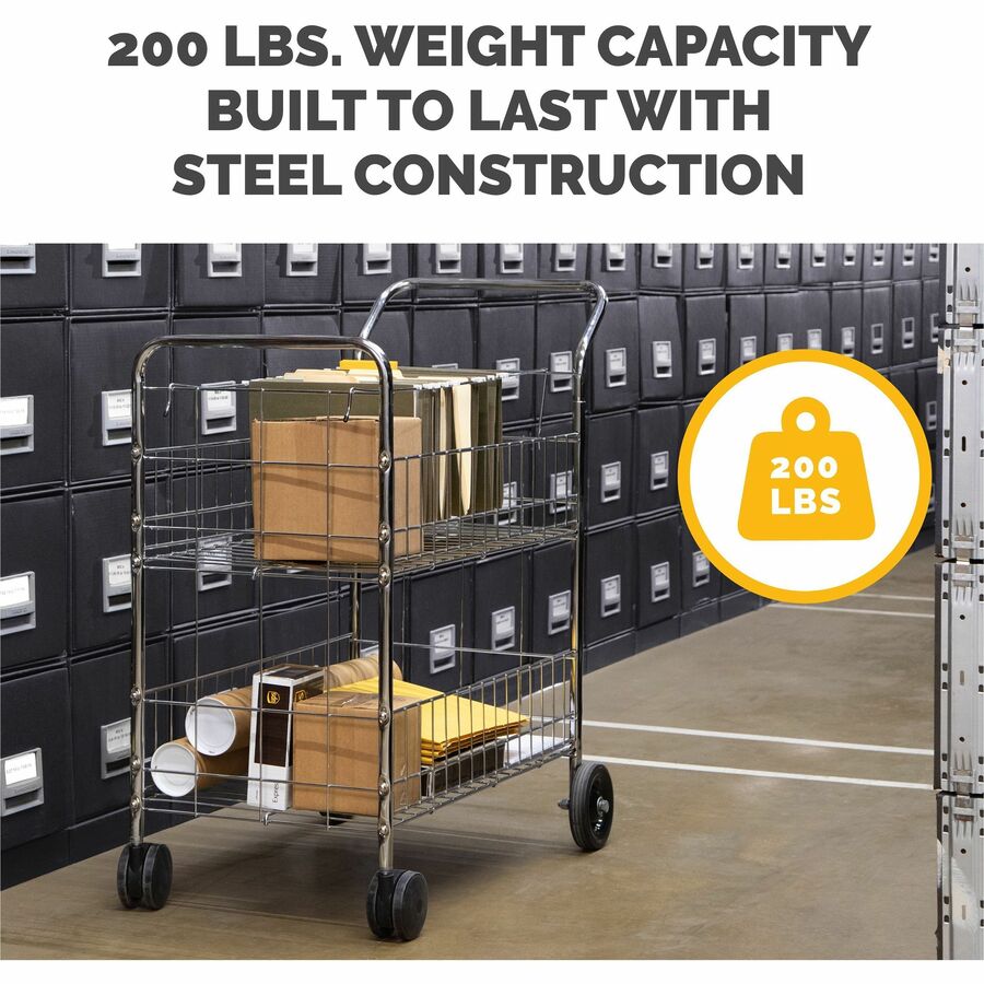 200 lb Load Capacity - 4 Casters - 6" , 4" Caster Size - Steel - 21.50" Width x 37.50" Depth x 39.50" Height - Chrome - 1 Each