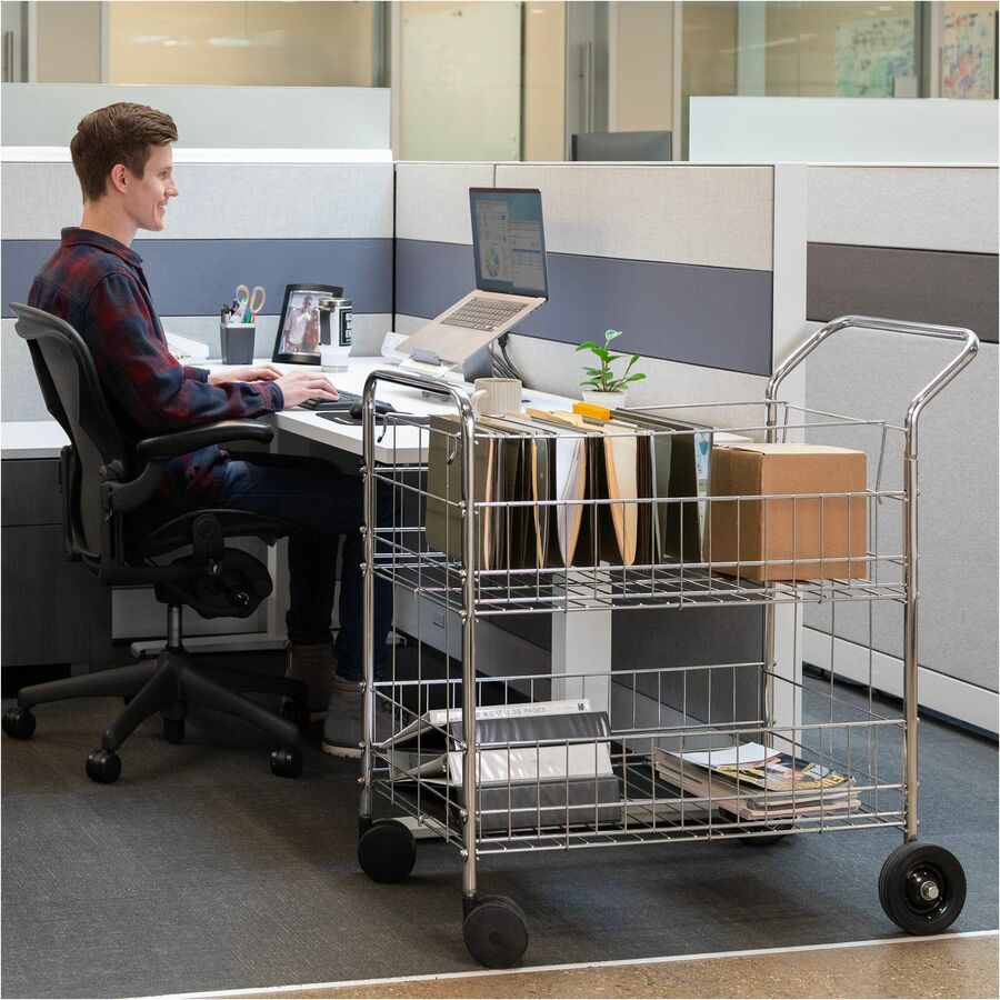 200 lb Load Capacity - 4 Casters - 6" , 4" Caster Size - Steel - 21.50" Width x 37.50" Depth x 39.50" Height - Chrome - 1 Each