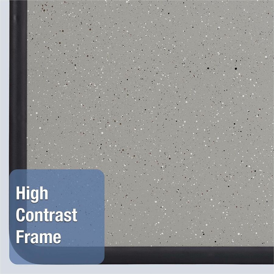 Quartet Contour Bulletin Board - 36" Board Height x 48" Board Width - Faux Granite Surface - Self-healing, Durable - Black Frame - 1 Each