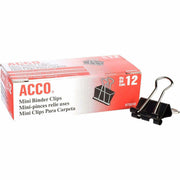 Mini - 0.5" Width - 0.25" Size Capacity - Black, Silver - Steel - 1 Dozen