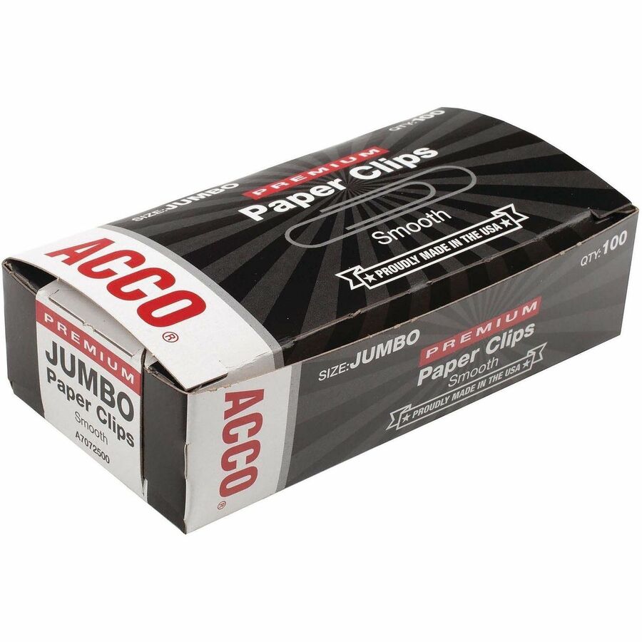 Jumbo - 2.3" Width - 1.88" Size Capacity - 20 Sheet Capacity - Corrosion Resistant, Galvanized, Long Lasting - Silver - Metal - 100/Box - 10 / Pack