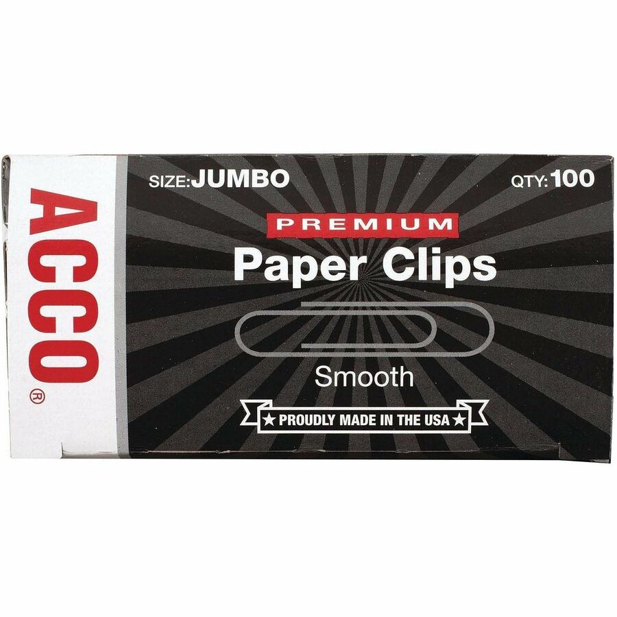 Jumbo - 2.3" Width - 1.88" Size Capacity - 20 Sheet Capacity - Corrosion Resistant, Galvanized, Long Lasting - Silver - Metal - 100/Box - 10 / Pack