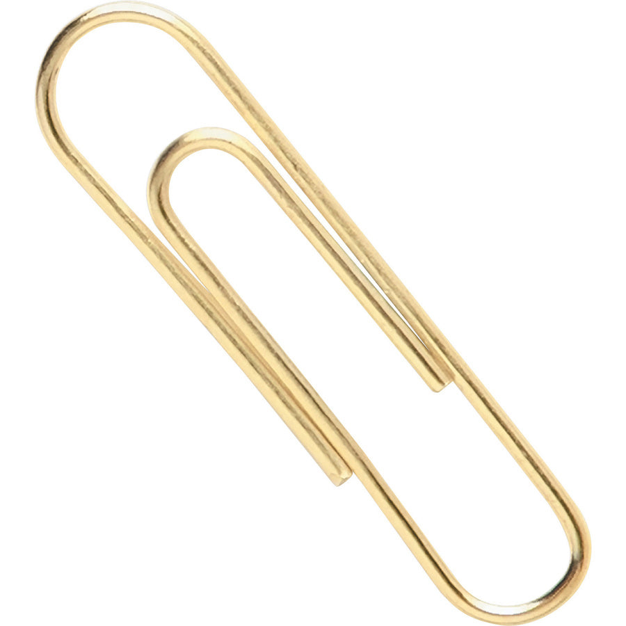 ACCO Paper Clips - No. 2 - 10 Sheet Capacity - Long Lasting, Durable - Gold - Metal - 100 / Pack
