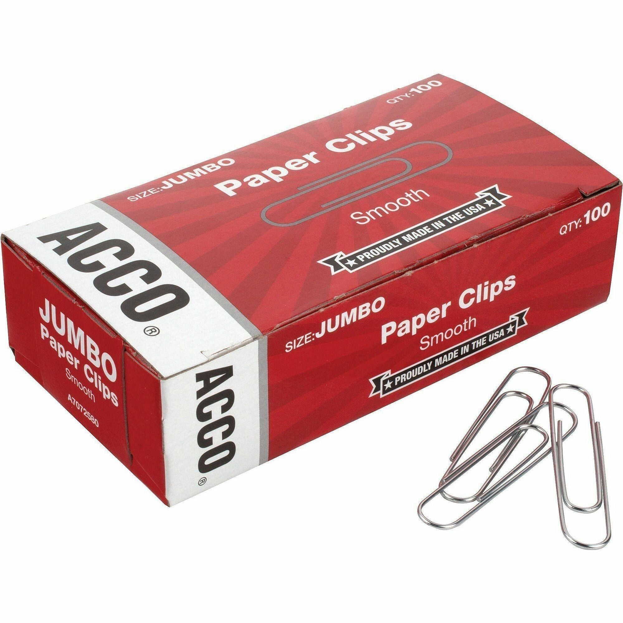 Jumbo - 2" Length x 0.5" Width - 20 Sheet Capacity - Galvanized, Corrosion Resistant - Silver - Metal, Zinc Plated - 100/Box - 10 / Pack