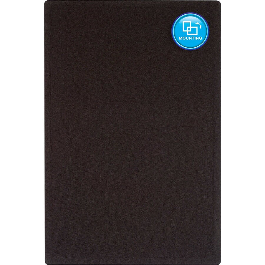 Quartet Oval Office Bulletin Board - 24" Board Height x 36" Board Width - Black Fabric Surface - Frameless, Flexible - Black Frame - 1 Each