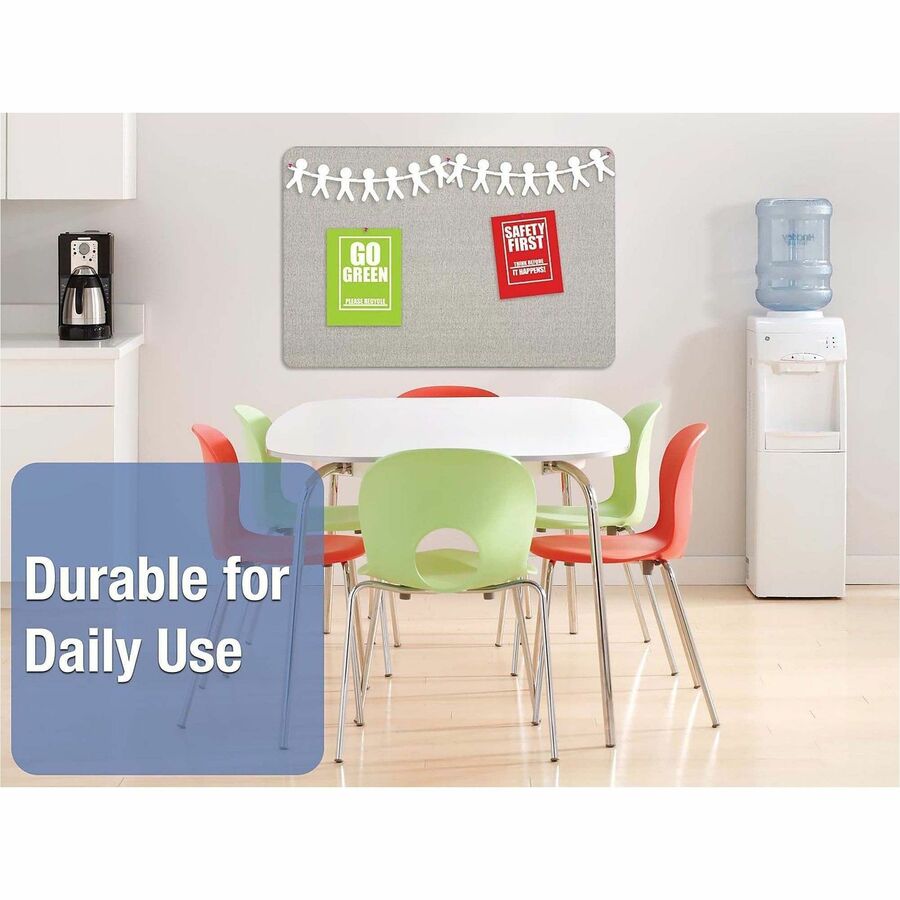 Quartet Oval Office Bulletin Board - 24" Board Height x 36" Board Width - Gray Fabric Surface - Frameless, Flexible - Gray Frame - 1 Each