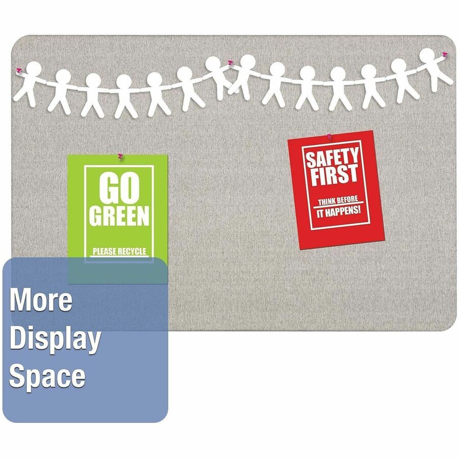 Quartet Oval Office Bulletin Board - 24" Board Height x 36" Board Width - Gray Fabric Surface - Frameless, Flexible - Gray Frame - 1 Each