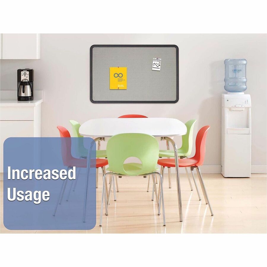 Quartet Contour Bulletin Board - 24" Board Height x 36" Board Width - Gray Fabric Surface - Durable, Self-healing - Black Frame - 1 Each