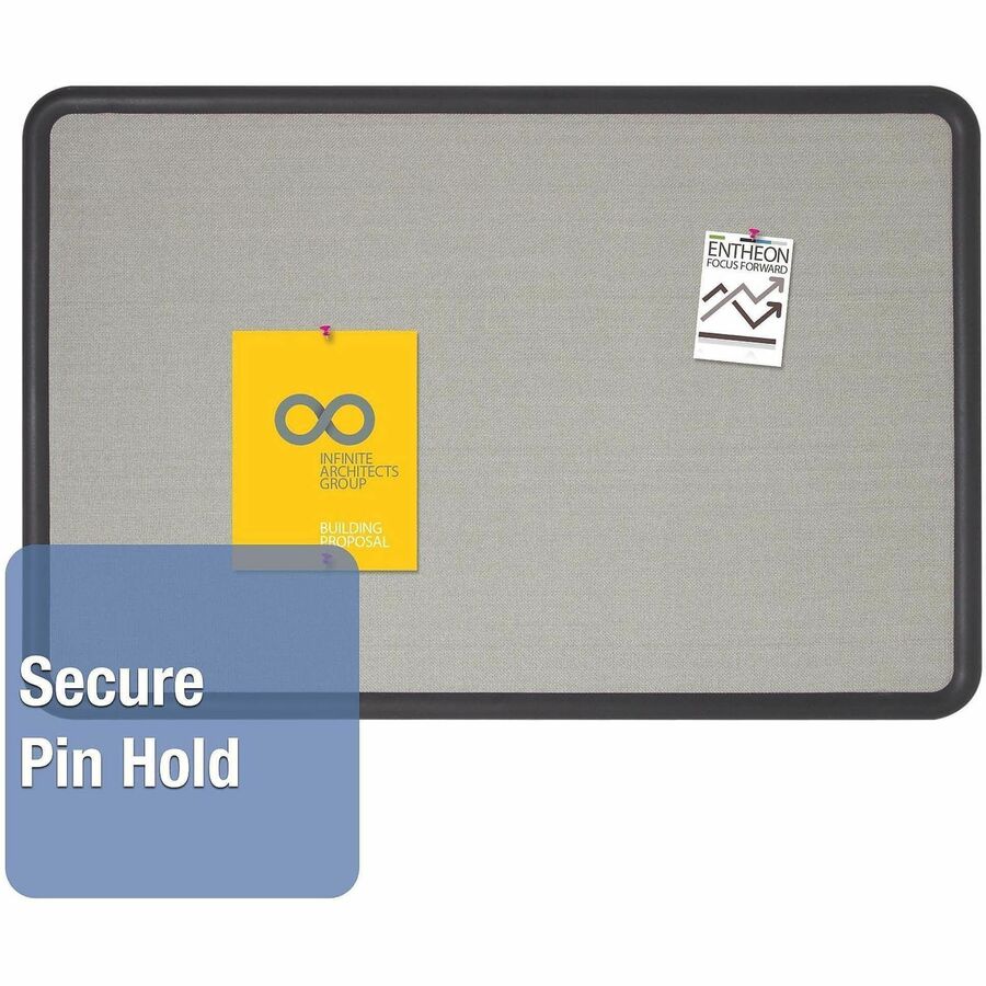 Quartet Contour Bulletin Board - 24" Board Height x 36" Board Width - Gray Fabric Surface - Durable, Self-healing - Black Frame - 1 Each