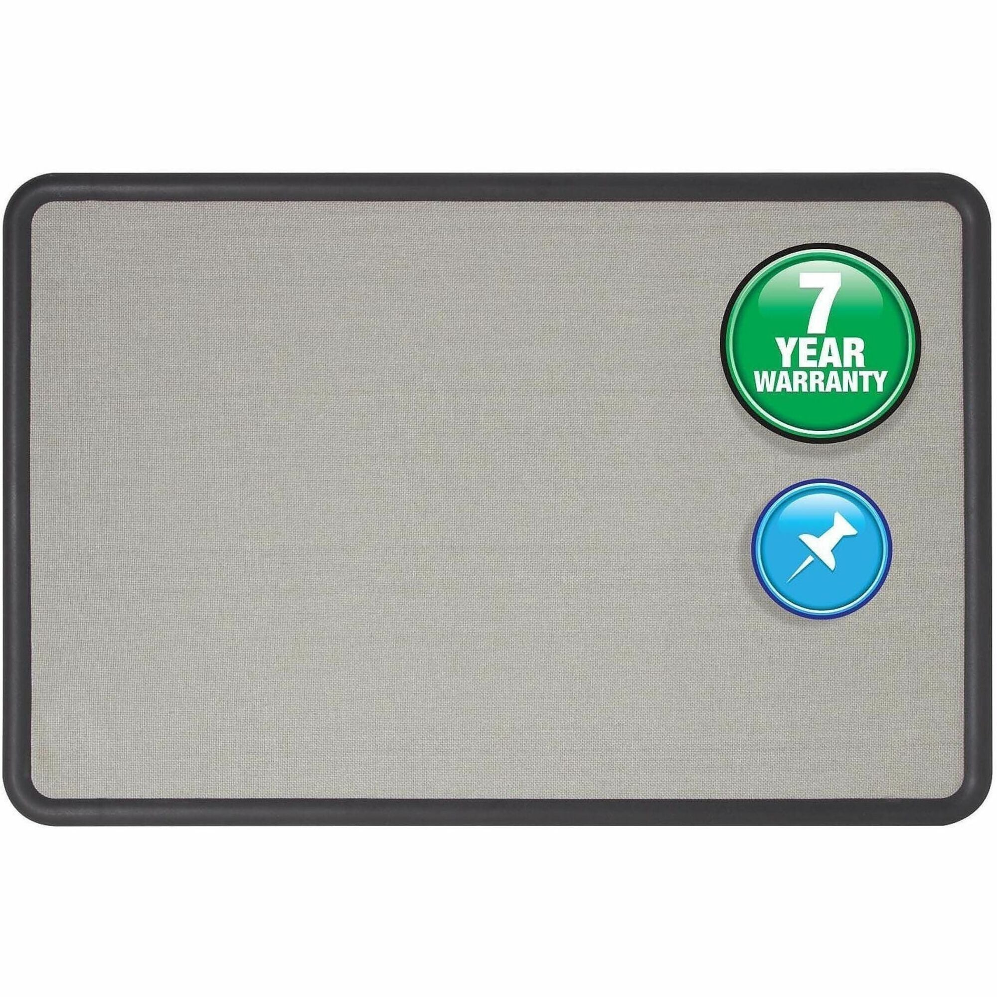 Quartet Contour Bulletin Board - 24" Board Height x 36" Board Width - Gray Fabric Surface - Durable, Self-healing - Black Frame - 1 Each