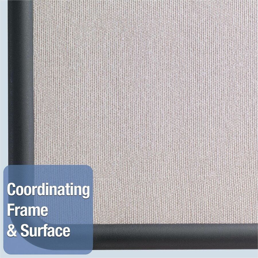 Quartet Contour Bulletin Board - 24" Board Height x 36" Board Width - Gray Fabric Surface - Durable, Self-healing - Black Frame - 1 Each