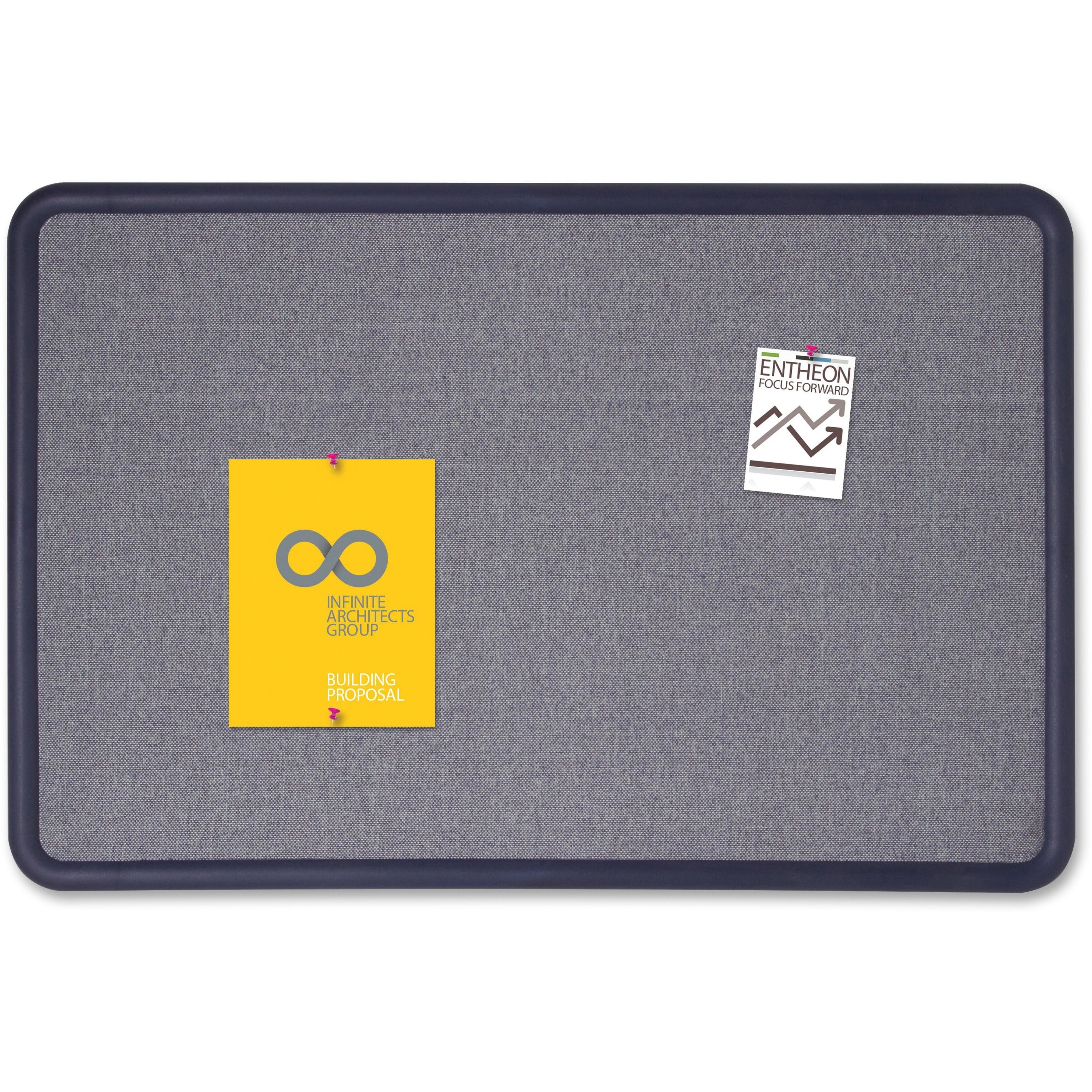 Quartet Contour Bulletin Board - 36" Board Height x 48" Board Width - Blue Fabric Surface - Durable, Self-healing - Navy Frame - 1 Each
