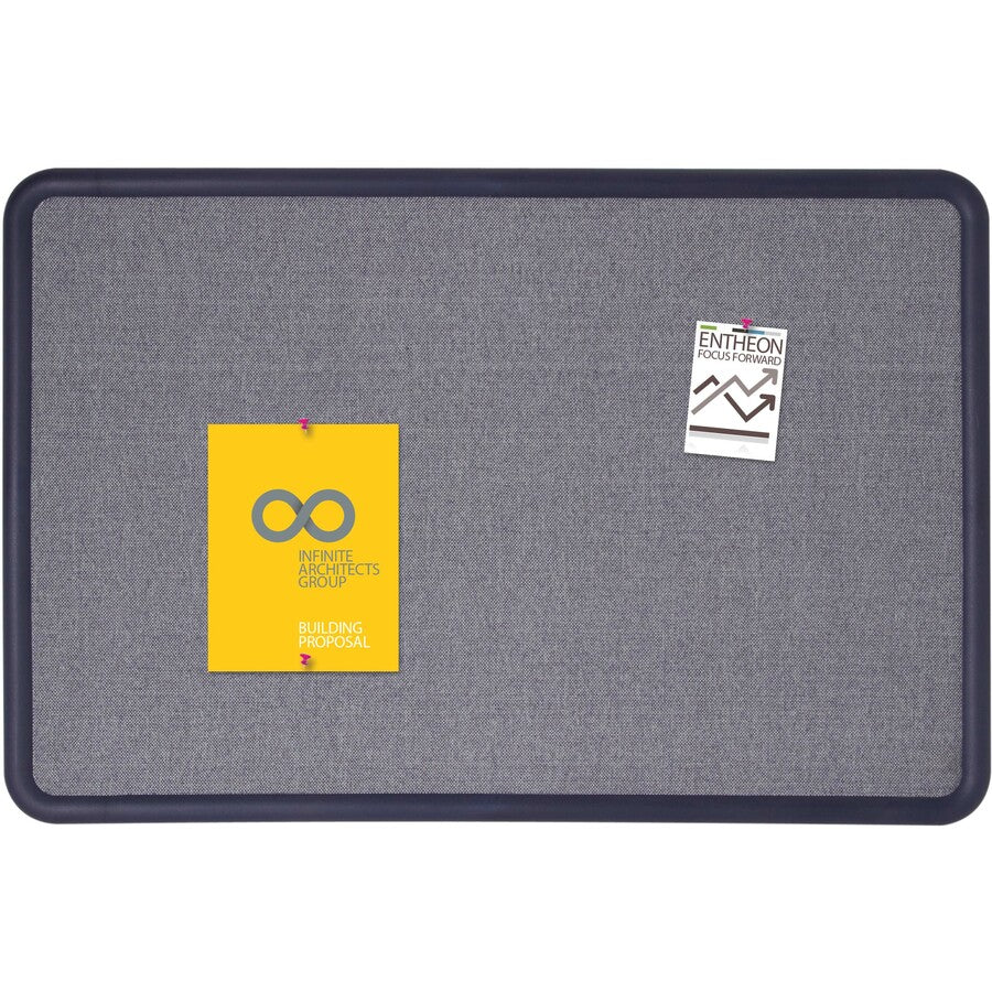 Quartet Contour Bulletin Board - 36" Board Height x 48" Board Width - Blue Fabric Surface - Durable, Self-healing - Navy Frame - 1 Each
