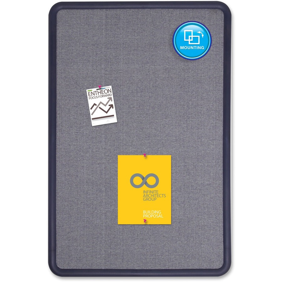 Quartet Contour Bulletin Board - 36" Board Height x 48" Board Width - Blue Fabric Surface - Durable, Self-healing - Navy Frame - 1 Each